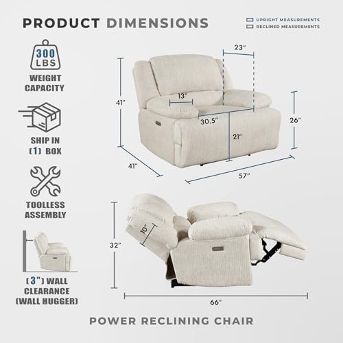 Sillón Power Recliner Microfibra Texturizada Beige miniatura 2
