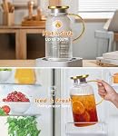 2 PACK Glass Pitcher with Lid 64 oz, Classic Vertical Stripes Pitcher with Lid and Handle, Water Jug for Hot/Cold Drinks, Borosilicate Glass Carafe for Coffee, Iced Sun Tea, Juice, Sangria