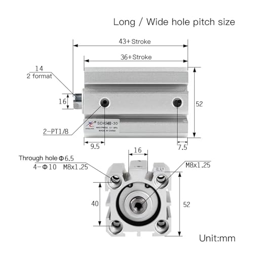 Cylindre à course fine SDA40-40 de série standard pour automatisation - 6