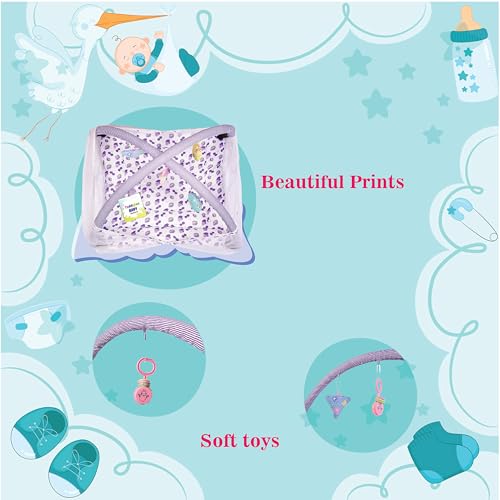 Image of Toddylon Baby Bed New Born Baby Bedding Set Combo of Baby Mattress with Mosquito Net | Carry Bag | Cotton Beds | Carry Bag | Unisex Infants (0-6 Months) (2PCS Set)