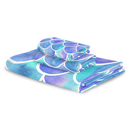 Mermaid Scales Bathroom Towels Set Of 3 Magic Rainbow Scale Bath Hand Towel Soft Washcloth Beach Face Guest Towel Kitchen Tea Dish Towels Housewarming Gifts #TOP4