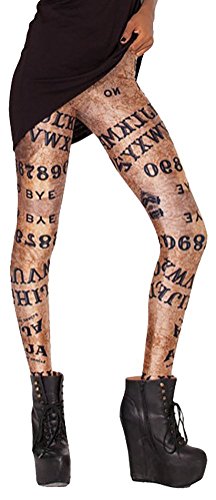 Image of QZUnique Leggings for Women, Halloween Full-Length Printed Legging Footless Elastic Yoga Pants, Regular and Plus Size