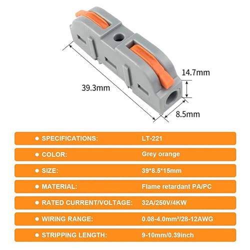 Image of Bellox 17Pcs Lever Wire Cable Connectors, 1 in 1 Out Electrical Splice Inline Terminals, 24-12 AWG Push Type Quick Splice Lock Compact Wire Jointer Conductor For Home, Electrician Use