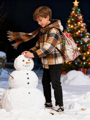 Image of Boys Fleece Jacket with Hood Unisex Child Sherpa Lined Zip Up Warm Coat Hooded Sweatshirt Outerwear