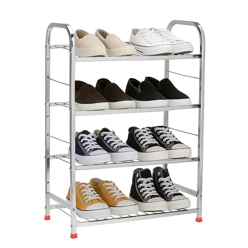 Namani 4 Layer Foldable Kitchen Rack/Shoes Rack Multipurpose – Heavy Duty Stainless Steel Storage Shelf for Kitchen, Bathroom | Multipurpose Organizer for Utensils, Groceries, Vegetables, Bottles