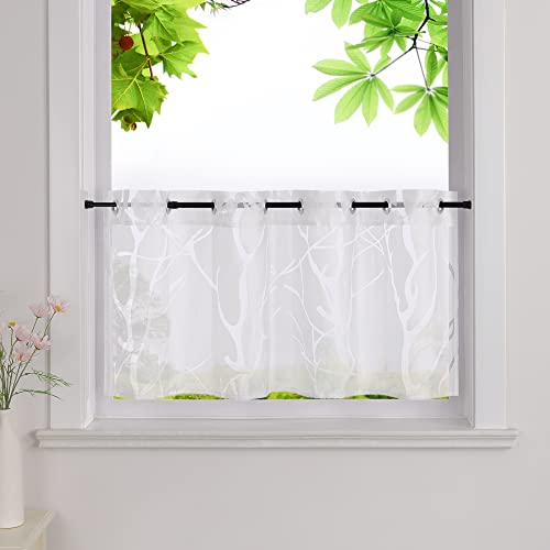 Heichkell Visillo para ventanas con ojales, color blanco, 30 x 90 cm Cover