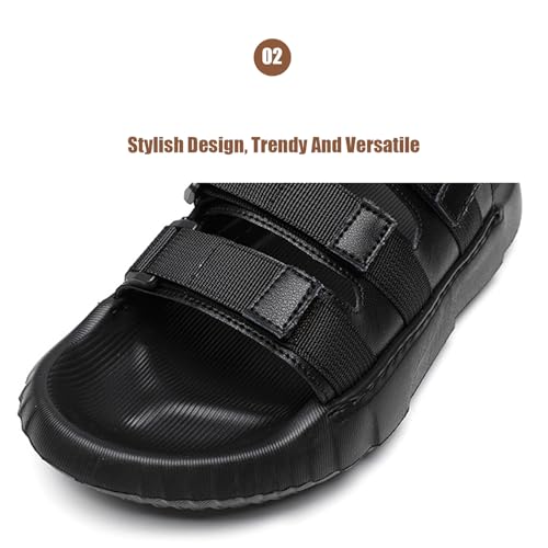 Men's Leather Platform Hiking Sandals With Hook And Loop Outdoor Arch Support Thick Cushion Comfort Anti-Slip Athletic Walking Sandals With Adjust Buckle Strap For Summer Beach Active Camping3