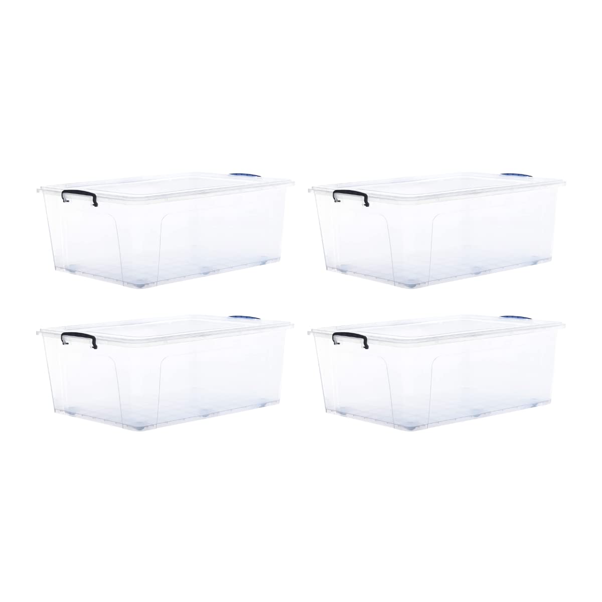 Superio Storage Bins with Lids, Clear Plastic Containers for Organizing, Stackable Totes, BPA Free, Odor Free, Organizer Boxes for Home, and Dorm (4 Pack, 32 Quart)