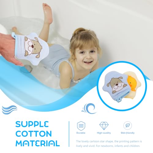Image of Healifty 2Pcs Baby Bath Sponge Mitts, Soft Animal Washcloths for Newborn and Toddler, Kids Shower Loofah Scrubber Set with Hanging Loop, Dog and Duck
