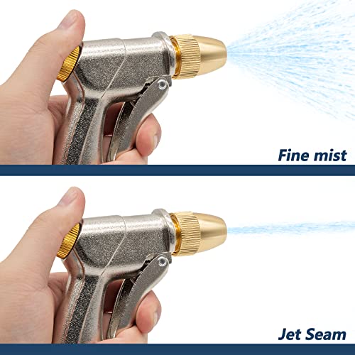 DERASL Pistola para Jardim com Bocal de Latao Cheio, 4 Padroes de esguicho de alta pressão para mang
