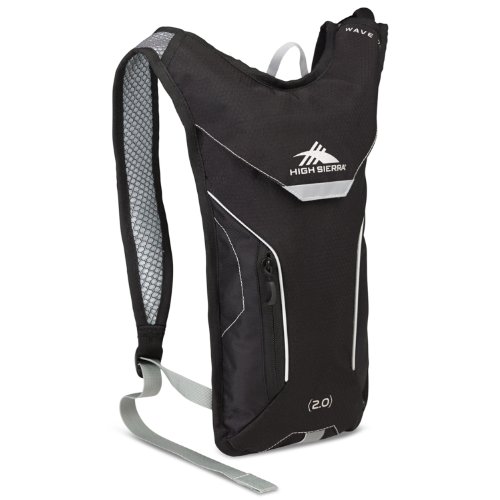 High Sierra Wave Hydration Pack, Black/Black/Silver, 2.0-Liter