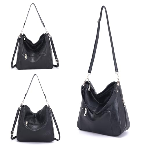 Image of Qiyuer 13 inch Women Spacious Soft PU Handbag Hobo Bag Purse Wallet Set 4pcs | Large, Dual-use Crossbody & Shoulder Bag, Multi-pocket, Divided Compartments, Fits Tablet, Versatile for Daily & Work
