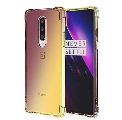 VGANA Hoesje Compatibel met Oneplus 8T, Populaire aurora Kleurverloop Ultradunne Mode Transparante Siliconen Zachte TPU Beschermhoes. Zwart/Goud