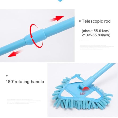 Mopa triangular de limpieza con mango extensible telescópico para rincones de pared 7