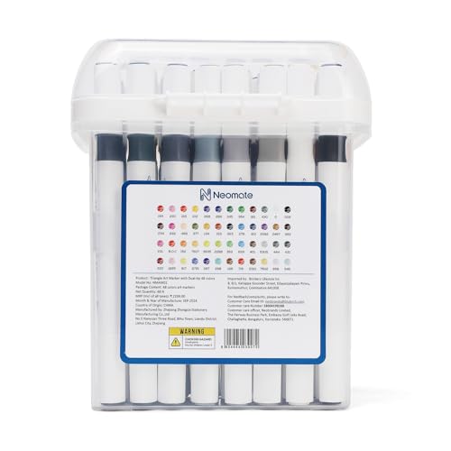 Image of Neomate Alcohol Markers Set | 48 Colors Double-Tipped Chisel & Fine Alcohol-Based Markers | Non-Toxic For Kids & Adults | Ideal For Coloring, Illustration & Art Class Multicolor