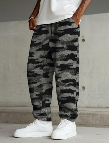 ZAFUL Mens Plush Fleece Pajama Pants Winter Cozy Flannel Feet Trouser with Pockets Microfleece Soft Sleep Lounge Bottoms3