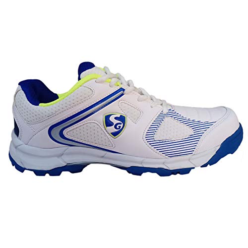SG Premium Cricket Shoe Studs for All Surface Pitch, White/Royal Blue