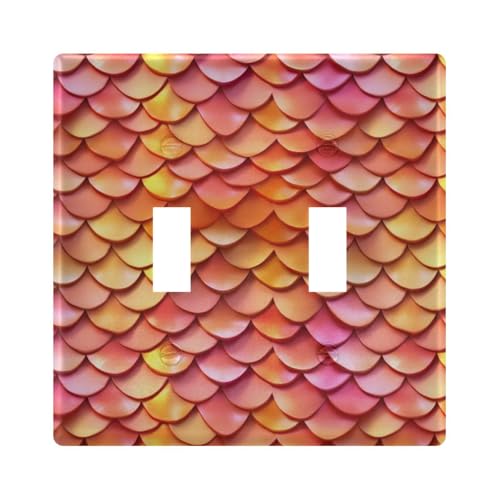 UMIRIKO Orange Mermaid Scale Light Switch Cover Plate Covers Decorative Double Toggle Home Decor 202a8628