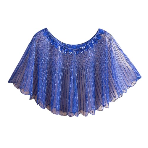 Zcargel Women Sequin Cape 1920S Vintage Style Lace Stole Wraps Wedding Party Scarf Cape Jacket Embellished Bridal Shawl