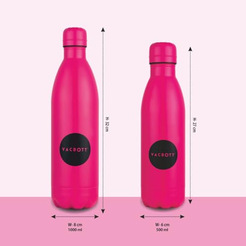 Image of CLAY CRAFT VACBOTT Stark Neon Double Walled|18 Hours Hot and 24 Hours Cold Water Bottle Vacuum Insulated Flask Bottle 500 ml Steel Bottle for Travelling|BPA-Free|BIS Certified|1Year Limited Warranty