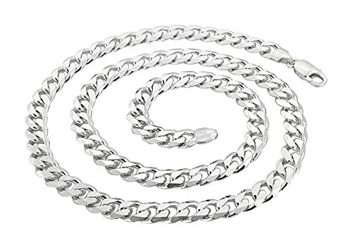 TreasureBay Chaîne gourmette lourde en argent 925 massif de 8 mm pour homme disponible en 50 cm, 52 cm, 55 cm et 60 cm, 55, Argent