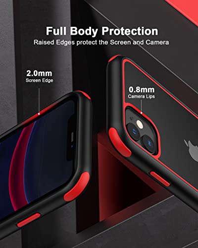 MobNano Coque Compatible avec iPhone 11 360 degrés Antichoc Pro Anti-Rayures Transparente PC/TPU Silicone Etui pour iPhone 11 - Noir/Rouge