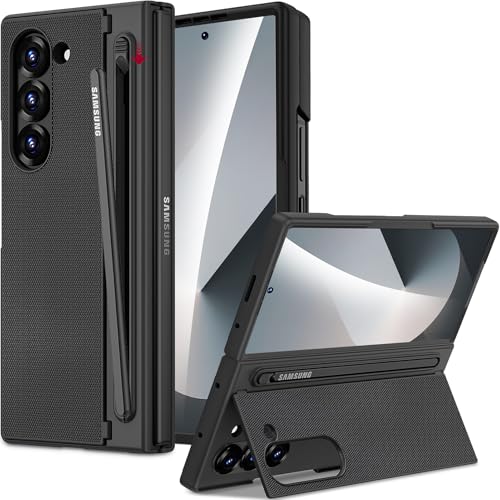 Miimall for Samsung Galaxy Z Fold 7 Case with S Pen Holder Slot [Military Grade Drop][Built-in Clear Screen & Invisible Kickstand] Slim Thin Protective Phone Case for Galaxy Z Fold 7 Cover Pen Black