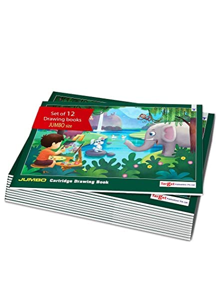 Drawing Book - Jumbo Size, 34 Pages, 37 cm x 27 cm, White Plain Cartridge Papers | Sketch Book/Artist Pad/Drawing Book for Artists for Painting, Children and Students | Pack of 12