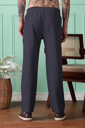 Image of SWADESI STUFF Men Mid-Rise Straight Fit Track Pants for Men | Stretchable Gym Wear Joggers | Casual Sports Track Pant with Pockets & Drawstring
