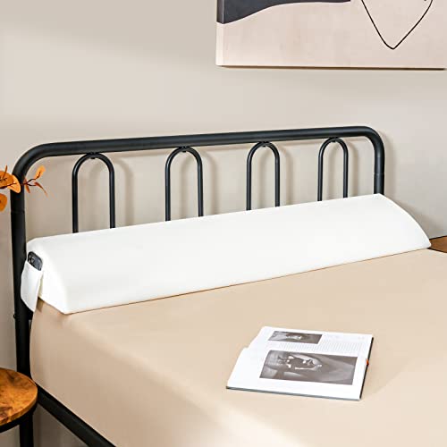 COSTWAY Bed Wedge Pillow with Side Pocket, White, Full/Queen Size