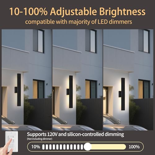 Image of Aluminum Modern LED Wall sconces 2 Pack, 24.4 inch Matte Black Waterproof Wall Lights with 28W LED Light Source for Indoor,Outdoor,Living Room,Bedroom,Garage,Porch,Hallway