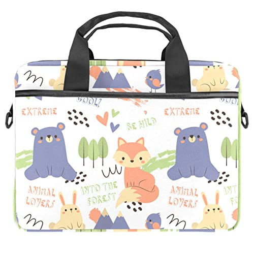 Housse ordinateur portable 13 pouces avec bandoulière et motif animaux forêt