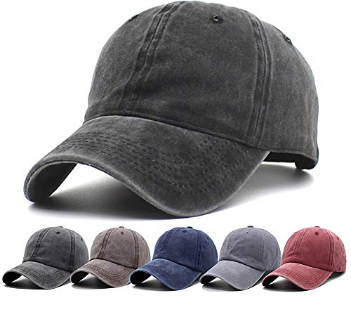 Unisex Hats for Women Baseball Caps Cotton Baseball Hats for Men Vintage Dad Hats (Black)