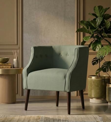 Image of Velum 3 Seater Sofa for Living Room & Office | Premium Fabric Upholstery | Solid Wood Frame | Comfortable Seating | 3 Years Warranty (Frosty Green, Chair)