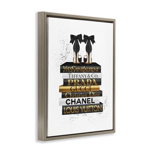 Image of Glam Bookstack Animal Print, 24 x 30 Inch Canvas in Floater Frame | Stupell Industries . By Amanda Greenwood . Ready to hang . Made in USA