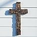Top Brass Inspirational Rustic Wood-Look Wall Cross with Faux Iron Center – Resin Scripture Cross - Religious Sayings Jesus Art Sculpture