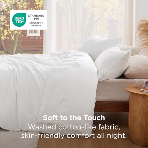 Image of Bedsure Queen Comforter Set White, Soft Prewashed Queen Size Bedding, Quilted Comforter with Cloud Design, Down Alternative Comforter for All Seasons, 3 Pieces Bed Set with 2 Pillow Shams