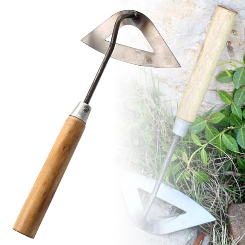Scappof All-Steel Hardened Hollow Hoe, 2025 Upgraded Weeding Artifact Uprooting Weeding Tool Weeding Rake Uprooting Weeding Tool, Multifunctional Garden Hand Weeder Tools for Garden (Large B)