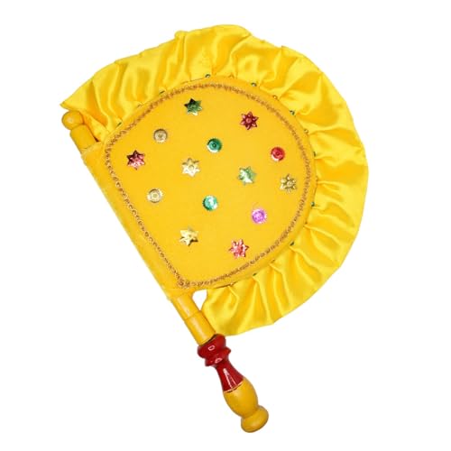 Image of Handmade and Decorative Orange Hand Fan with Wooden Handle for Cool Air, Home Dcor and Travel Use Vinjano /Pankhi - Return Gift,[Mother's Day Gift]