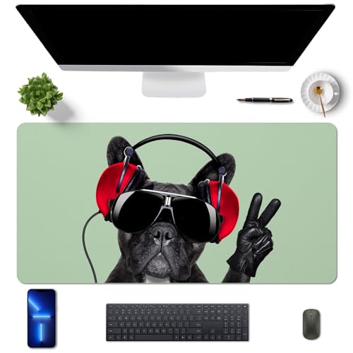 MAYCARI Tapis de Bureau en Cuir PU Imperméable Tapis de Souris Grand 80x40 cm Sous-main Protection de Bureau, avec un Motif Mignon