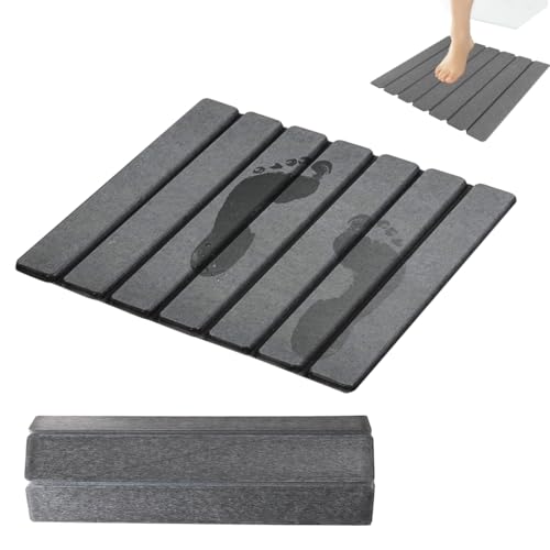 Image of HASTHIP Foldable Stone Bathroom Mat Super Absorbent Diatom Mud, Fast-Drying, Non-Slip Surface, Easy to Clean, Multipurpose Design for Kitchens, Bathrooms & Entryways, 60x39cm