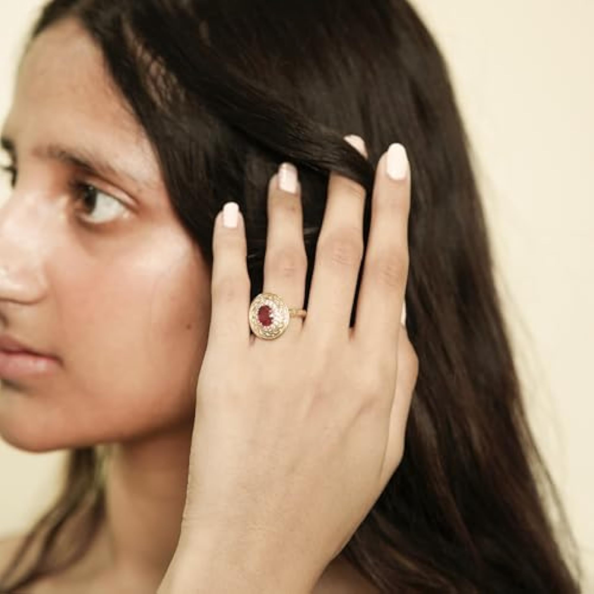 Women's Natural Ruby Filigree Engagement Ring, Everyday Wear