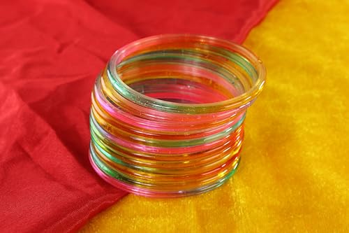 Image of STYOLLO Viral Jelly Transparent Plain Glass Chudi Set For Women & Girls | Traditional Bangle Set | Stylish Bangles For Girls | Ethnic Wedding, Festive & Daily Jewelry | Classic Designer Churi - Set Of 12