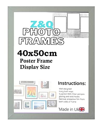 Elegant Picture Poster Photo Display Frame 40x50cm Grey Picture Frames | Horizontally or Vertically Wall Hanging | with Heavy Duty Backing and with Styrene Glass | 15 x 19 inches (Grey)
