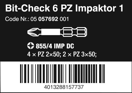 Wera Bit-Sortiment, Bit-Check 6 PZ Impaktor 1, 6-teilig, 05057692001