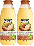 COTTAGE Douche Huile Extra Nourrissante à l'huile d'Argan  Peaux sèches et sensibles97% d'ingrédients d'origine naturelle   Made in France   560ml (Lot de 2)