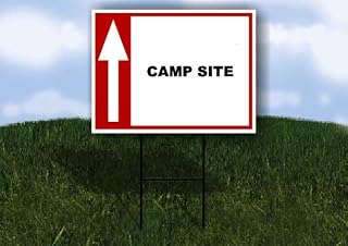 CAMP SITE Up Arrow White Red Black 1 Double Sided 18x24 in Yard Road Sign w/stand