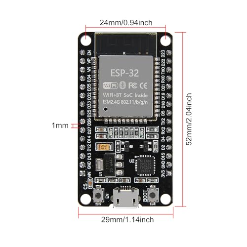 Image of AITRIP ESP-WROOM-32 ESP32 ESP-32S Development Board 2.4GHz Dual-Mode WiFi Bluetooth Dual Cores Microcontroller Processor Integrated with Antenna RF AMP Filter AP STA Compatible with Arduino IDE (1 PCS).