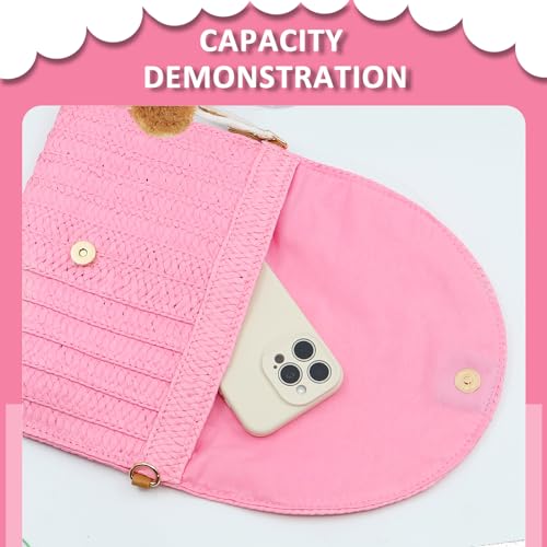 Crossbody Bags for Women, Straw Clutch Purses, Bohemian Handmade Woven Envelope Package4