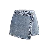 Mädchen-Jeans-Skorts mit elastischem Bund, lässigem Reißverschluss-Rock und Shorts Winter Leggings (Light Blue, 15-16 Years)